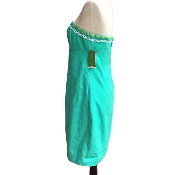 Lilly Pulitzer Bowen Aqua Comb Get It Embroidered Strapless Dress NWT - Picture 6 of 13